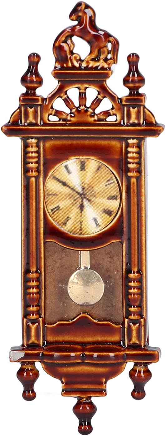 1:12 Miniature Vintage Wooden Alloy Wall Clock S820