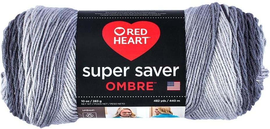Red Heart Yarn Super Saver Ombre Yarn 10 oz Anthracite S4646