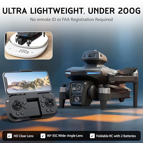 Foldable Drone with Dual 2K Camera, 2 Batteries M4577