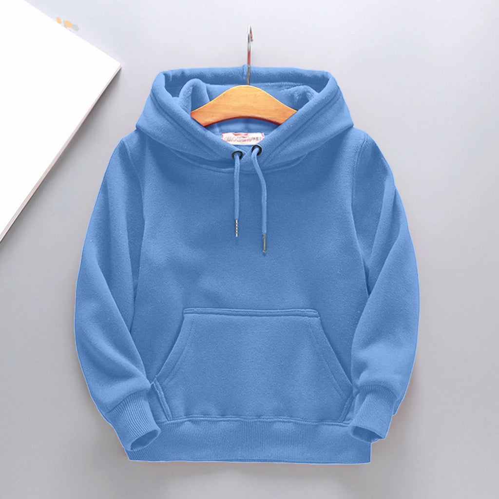 Boys Hoodies Winter Drawstring Hooded Solid Color Print Girls Sweatshirts Kids Pullover with Pockets Q22309