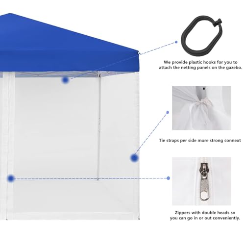 Black 4-Panel Mosquito Net for Gazebo Canopy 10' x 10' with Double Door D894