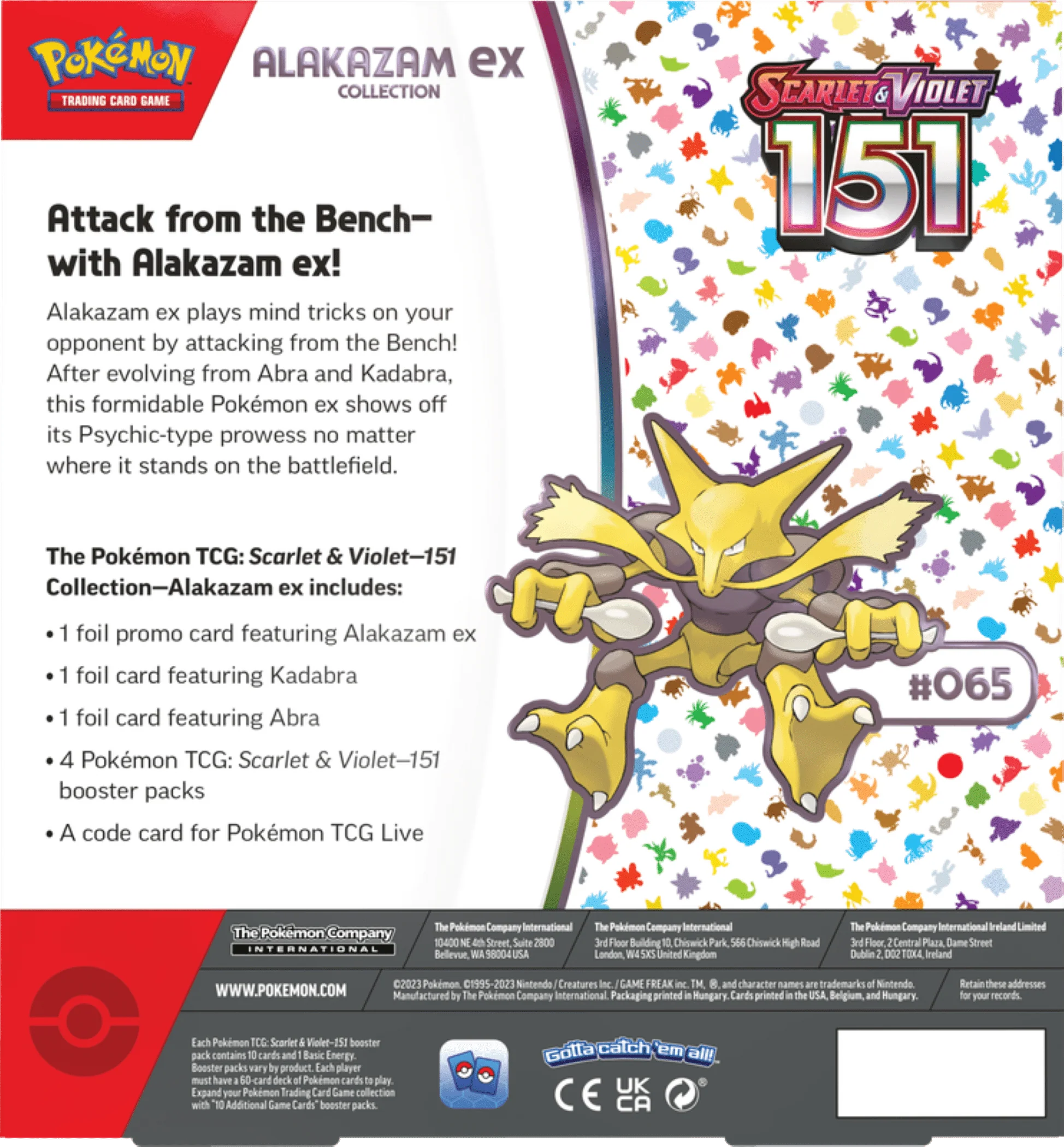 Pokemon Trading Card Games Scarlet & Violet 151 Collection Alakazam Ex - 4 Booster Packs Q233835