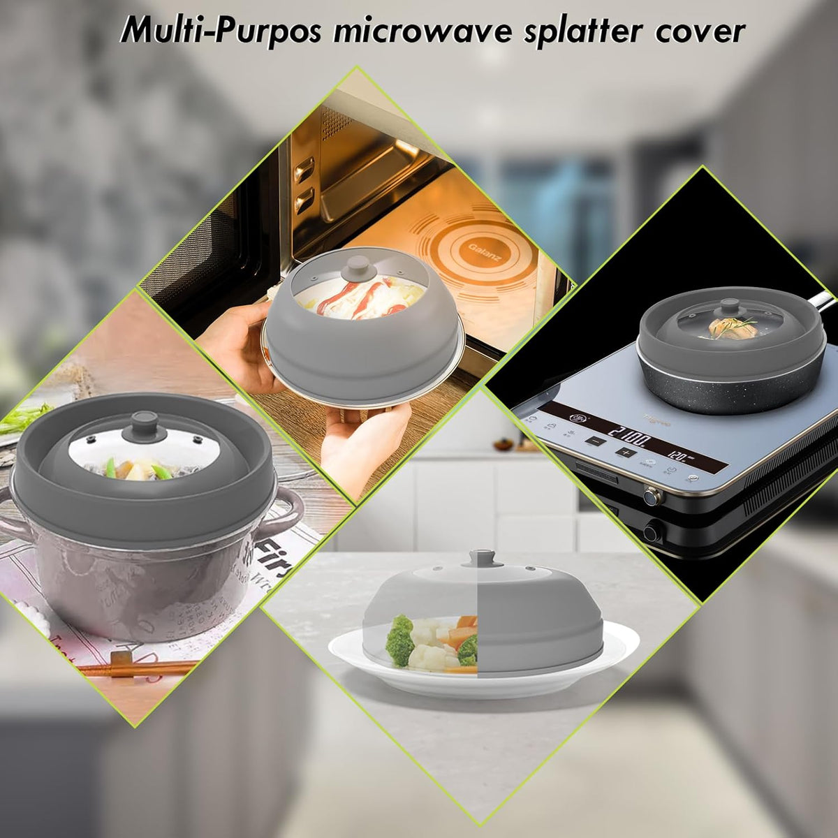 10.5 inch Microwave Plate Cover with Collapsible Silicone and Glass D566874