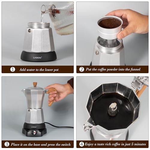 6 or 3cup Electric Espresso Coffee Maker H298