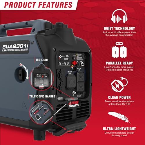 7600W Dual Fuel Portable Inverter Generator with Electric Start N82884