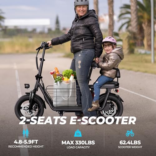 850W Peak Electric Scooter with Seat, 22MPH & 25 Miles Range, Dual Suspension, 14" Folding E Scooters G525998