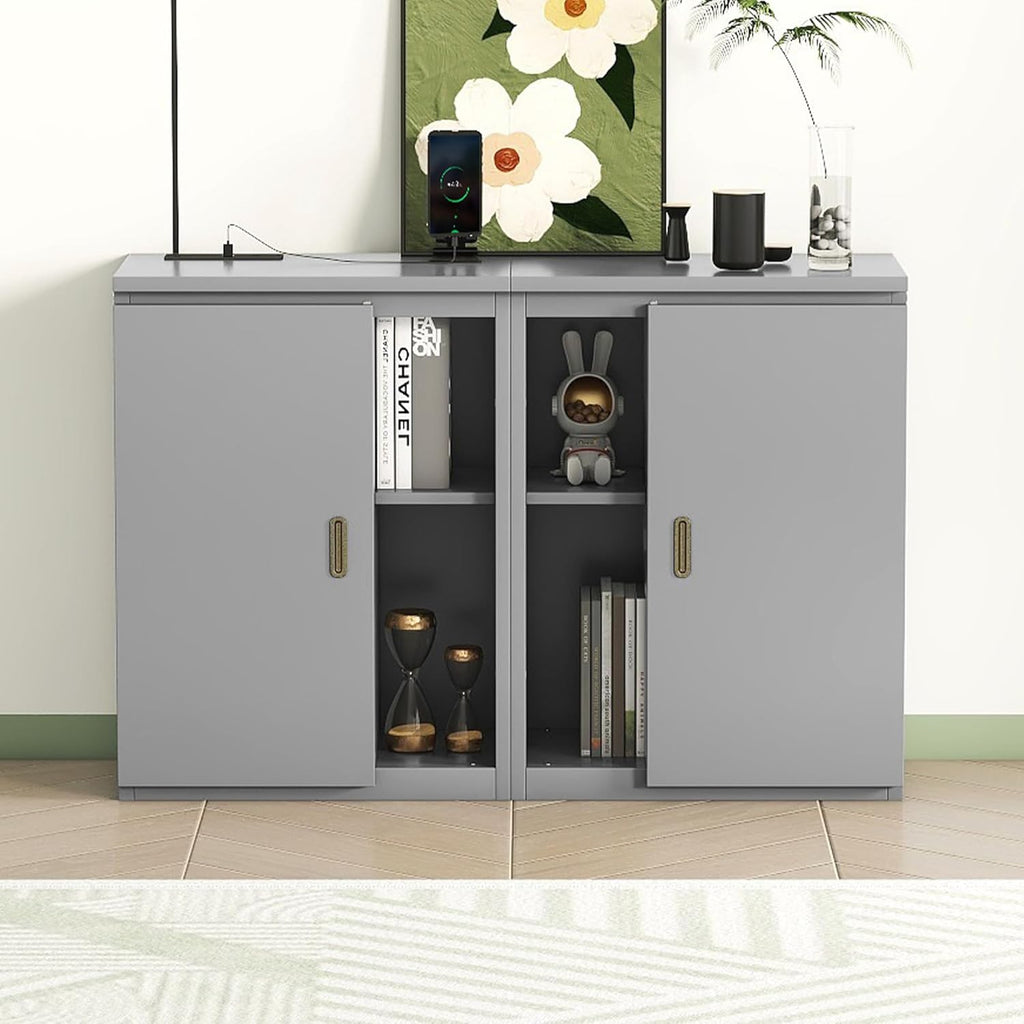 Queen Size Gray Murphy Wall Bed with Shelves and Cabinets D598