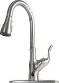 Brushed Nickel Kitchen Faucet with Pull Down Sprayer, Single Handle High Arc Stainless Steel Sink Faucet W74531