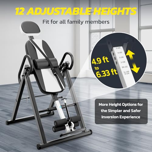 Heavy Duty Gravity Inversion Table 300 lbs Capacity with Adjustable Protective Belt T887996