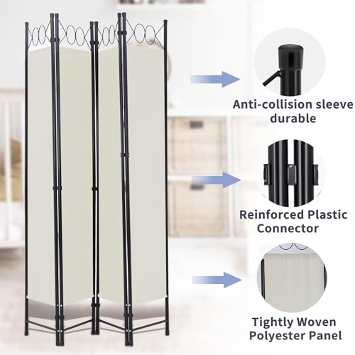 Blue 4 Panel 6FT Room Divider with Steel Frame K190026