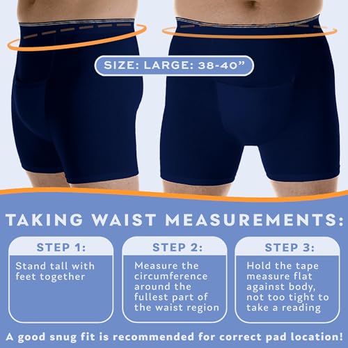 Men’s Incontinence Boxer Briefs Pack of 3 White Large Waist 38-40" T39243