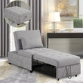 4 in 1 Convertible Linen Fabric Sleeper Chair Bed Ottoman with Adjustable Backrest & Pillow S54756