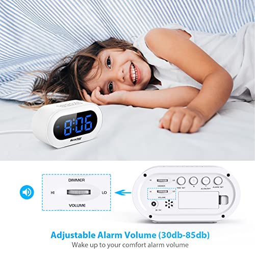 Small LED Digital Alarm Clock with Snooze (White) W720560