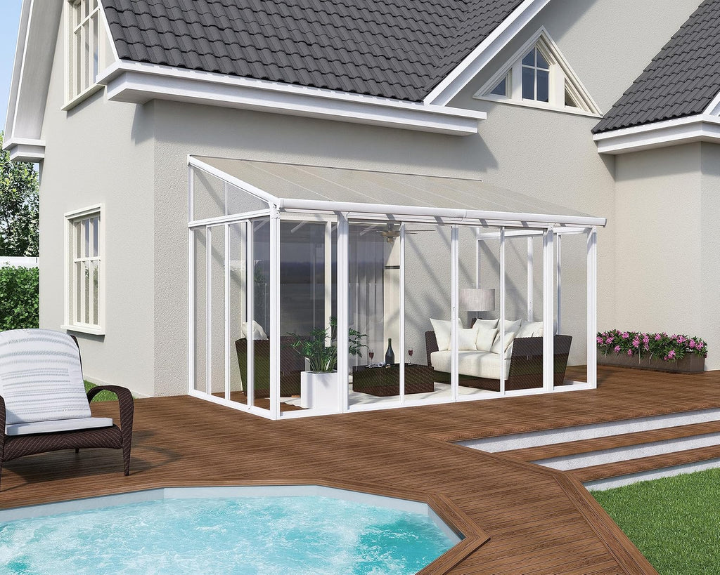 White 10x14 Enclosed Patio Cover Polycarbonate Shelter F7706