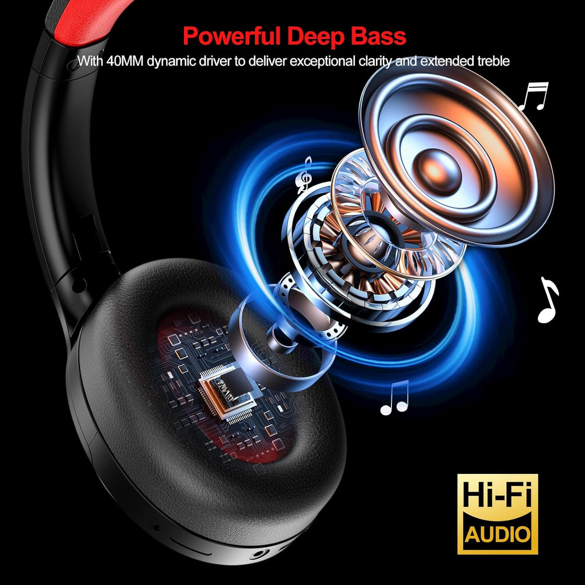 Hybrid Active Noise Cancelling Over Ear Bluetooth Headphones, 100H Playtime O5016