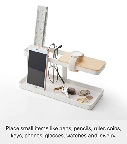White Desk Bar-Wood & Steel Organizer J9301