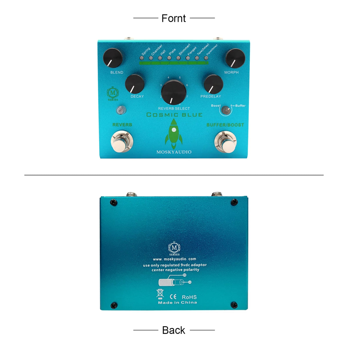 COSMIC BLUE Digital Reverb Guitar Pedal N3280