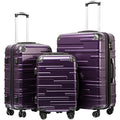 3 Piece Expandable Suitcase Set with TSA Lock Spinner 20in 24in 28in Purple C6728