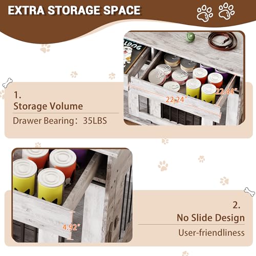 47" Grey Dog Crate Furniture with 2 Storage Draws U140411