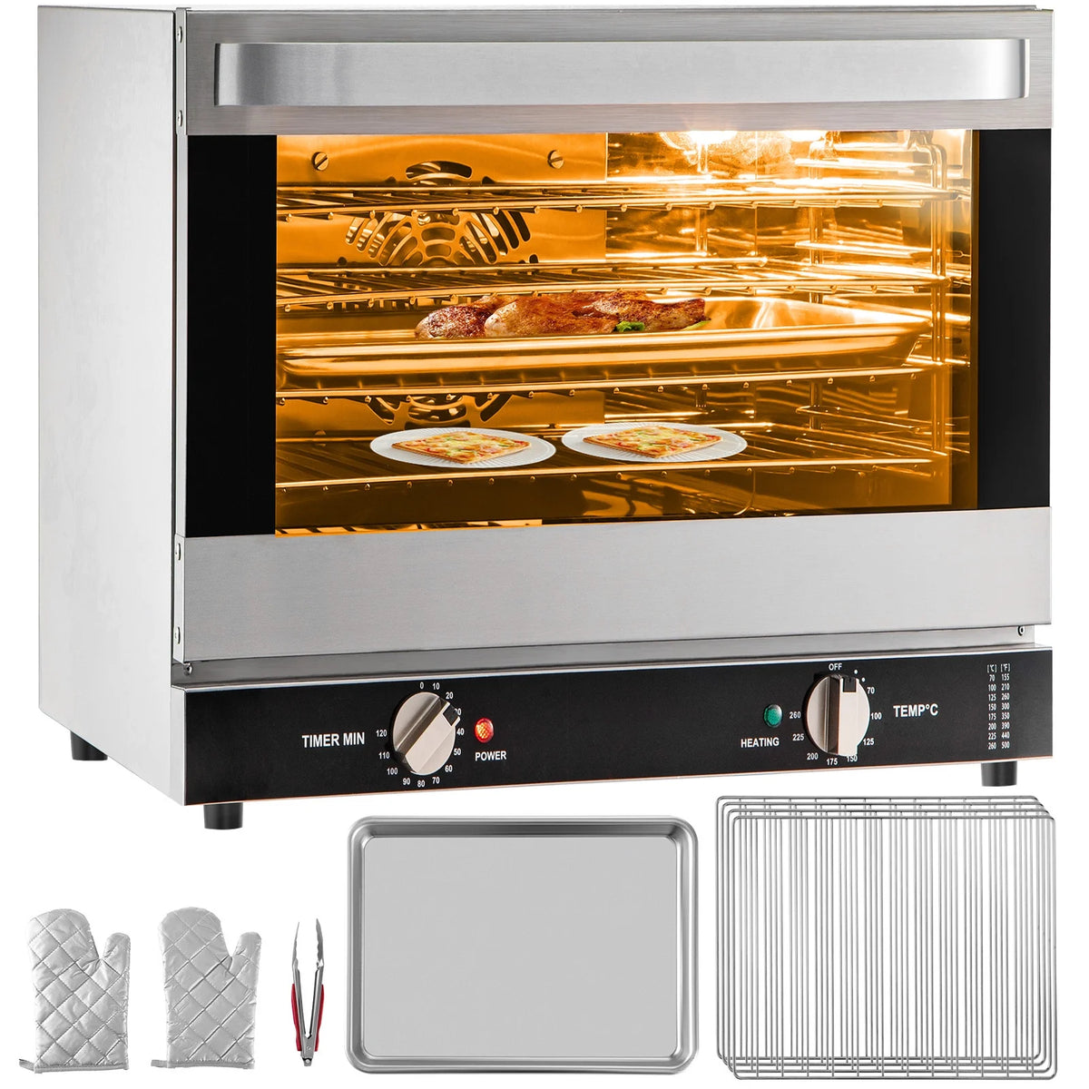 Commercial Convection Oven, 66L, 1800W, 4-Tier Y606
