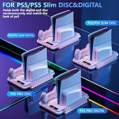 PS5 Stand with Dual Controller Charger and 3 Level Fan L4995