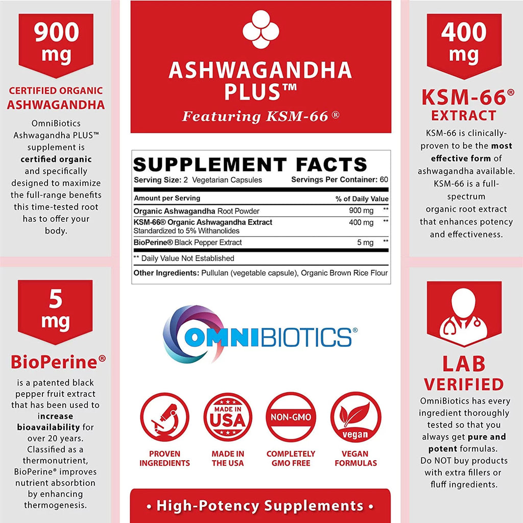 1300 mg KSM-66 Ashwagandha Supplement, 120 Vegan Capsules Y34427