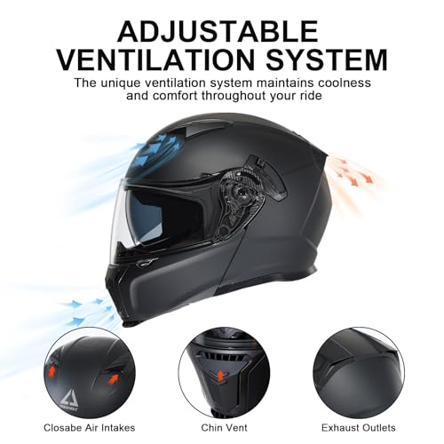 Modular Motorcycle Helmet Flip Up Full Face Dual Visor X738