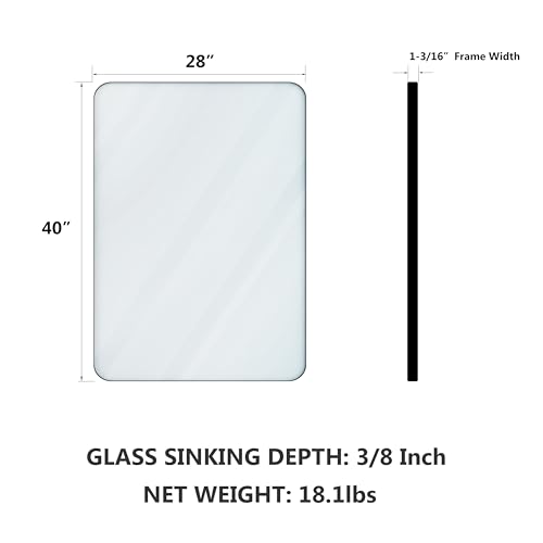 Gold 24 x 36 Inch Metal Framed Rounded Rectangle Vanity Mirror N9829