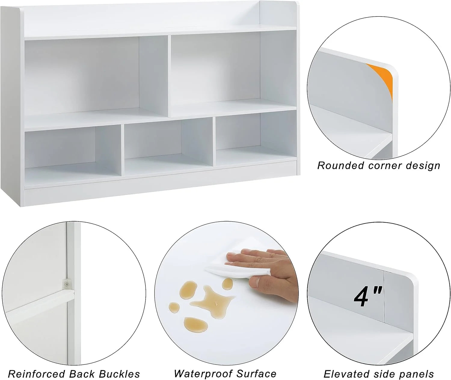 White 5-Section Wooden Bookshelf T770852