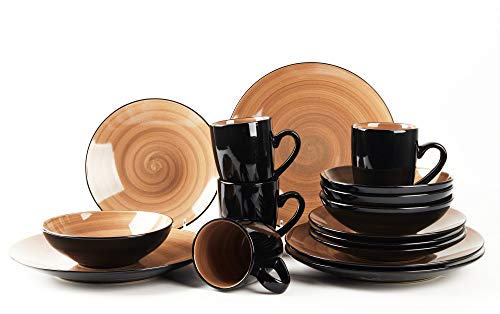16pc Black Speckled Stoneware Dinnerware Set S176802