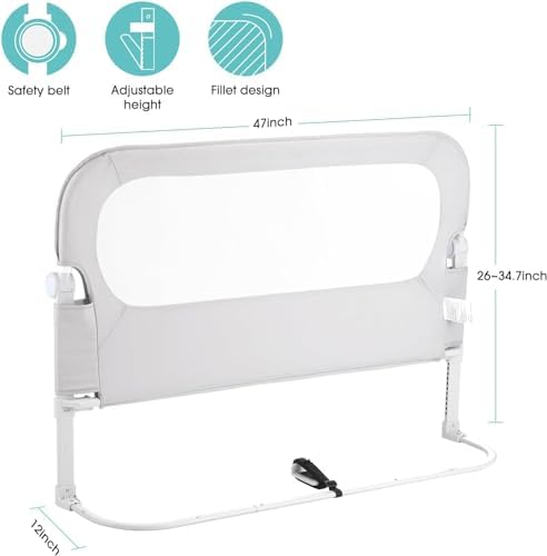 47" Toddler Bed Side Rails for Twin, Full, Queen Bunk Size Bed Swing Down Bedrail R7474
