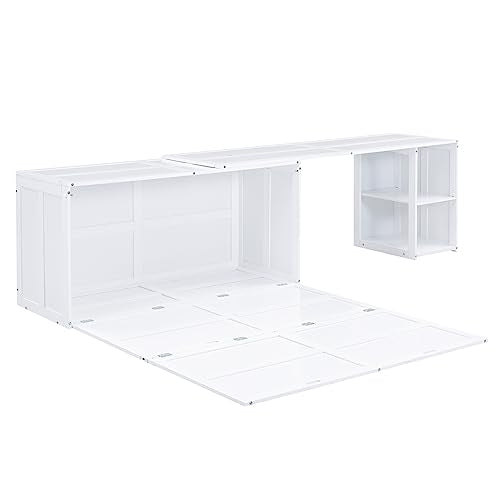 Gray Queen Wood Murphy Bed with Storage Drawer U347902