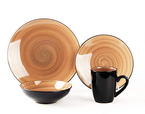 16pc Black Speckled Stoneware Dinnerware Set S176802