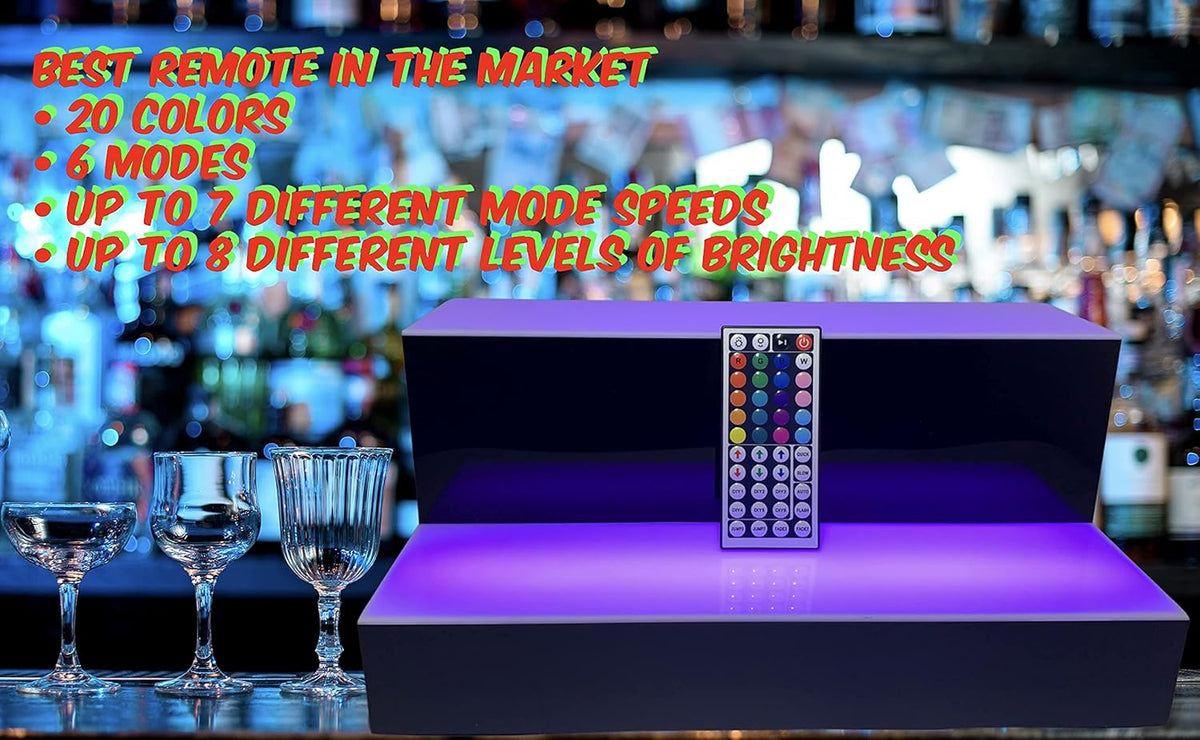 2 Step Multicolor LED Liquor Bottle Display Shelf 16 inch M505961
