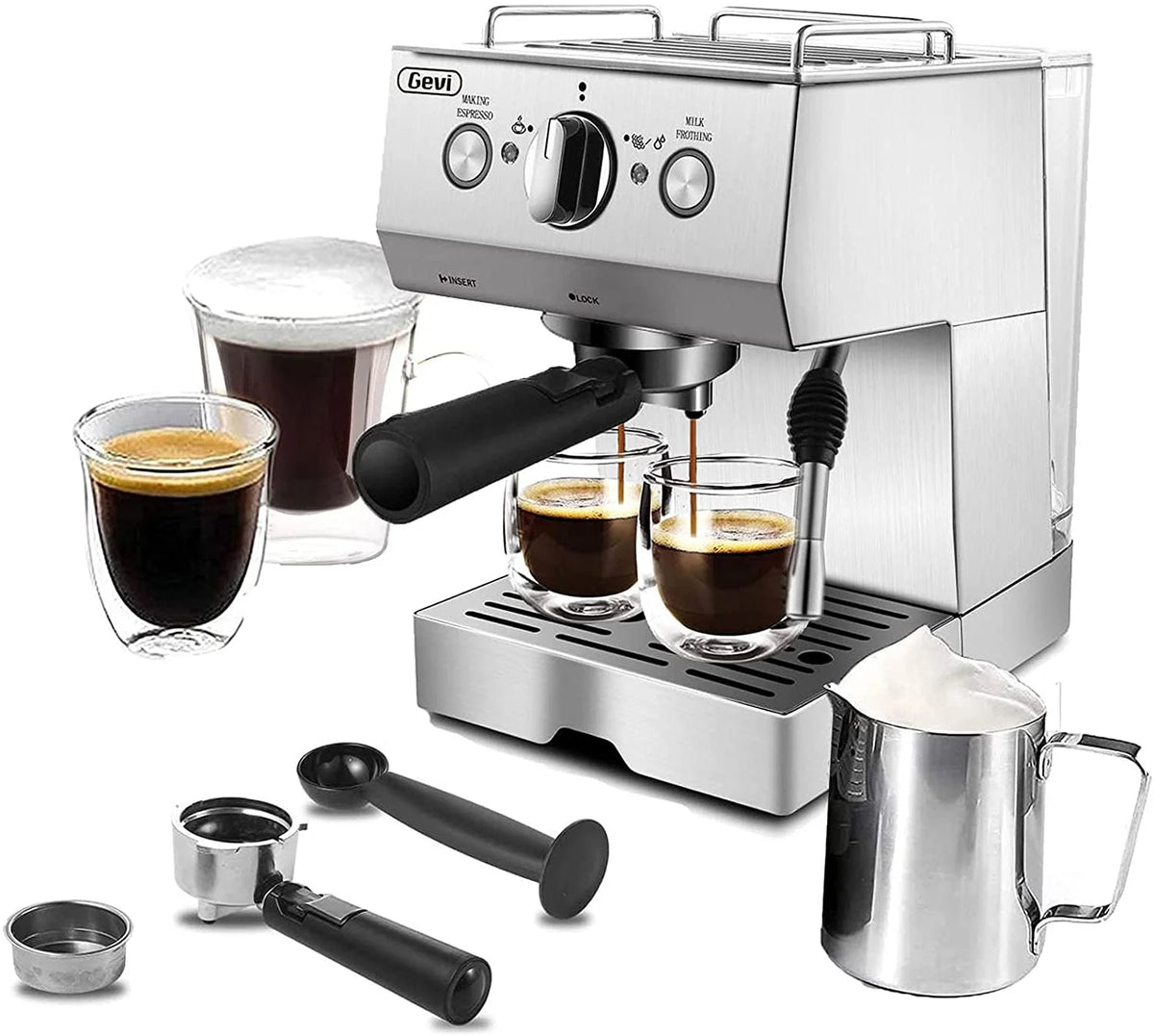Silver Stainless Steel 15 Bar Espresso Machine H9193