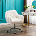 White Faux Fur Swivel Desk Chair with Back Z230