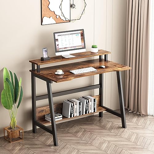 Retro 31.5 Inch Compact Computer Desk with Storage M715207