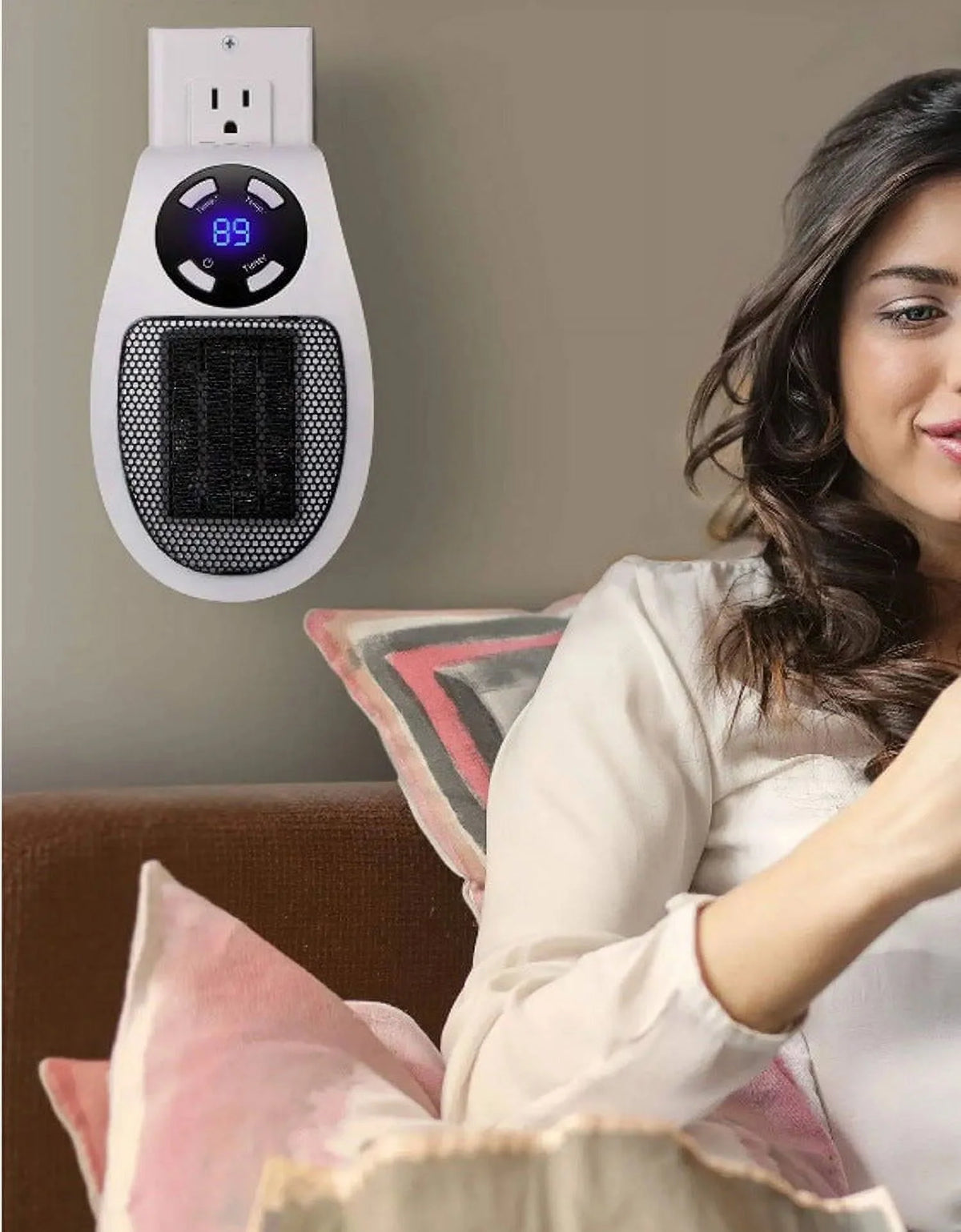 500W Mini Plug-in Wall Heater With Digital Timer T8525