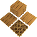 9PCS Aluminum Interlocking Deck Patio Tiles, 12” x 12” Wood Acacia B357