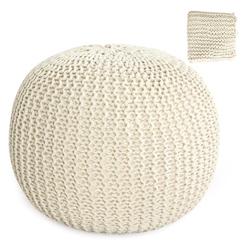 Navy Blue 100% Cotton Handmade Knitted Ottoman Pouf Cover C14290