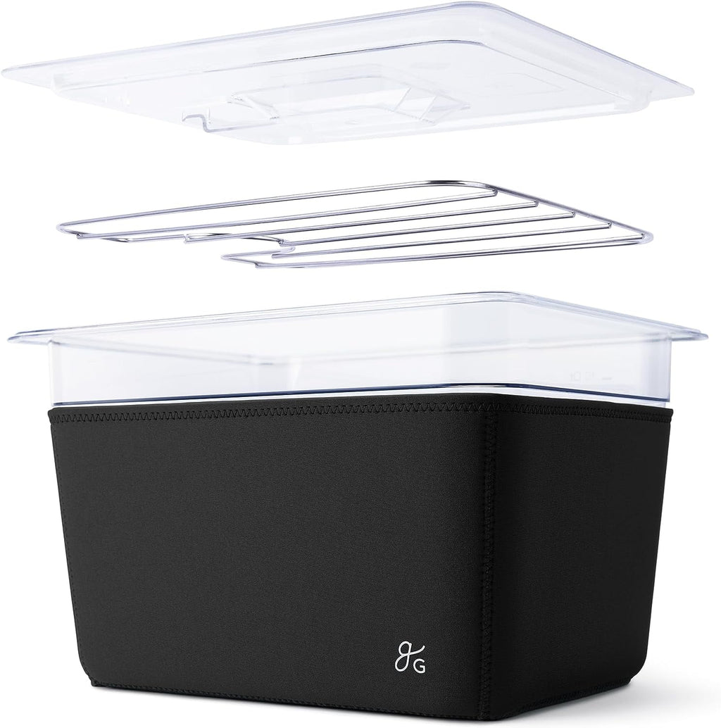 1100 Watt Sous Vide Cooker with Plastic Container, Lid, and Neoprene Sleeve C221215