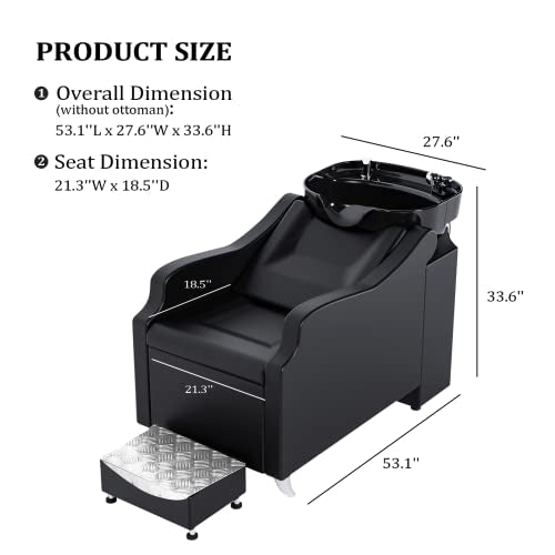 Shampoo Backwash Unit with Large Porcelain Bowl Salon Sink Hair Wash Chair Shampoo Station K56230
