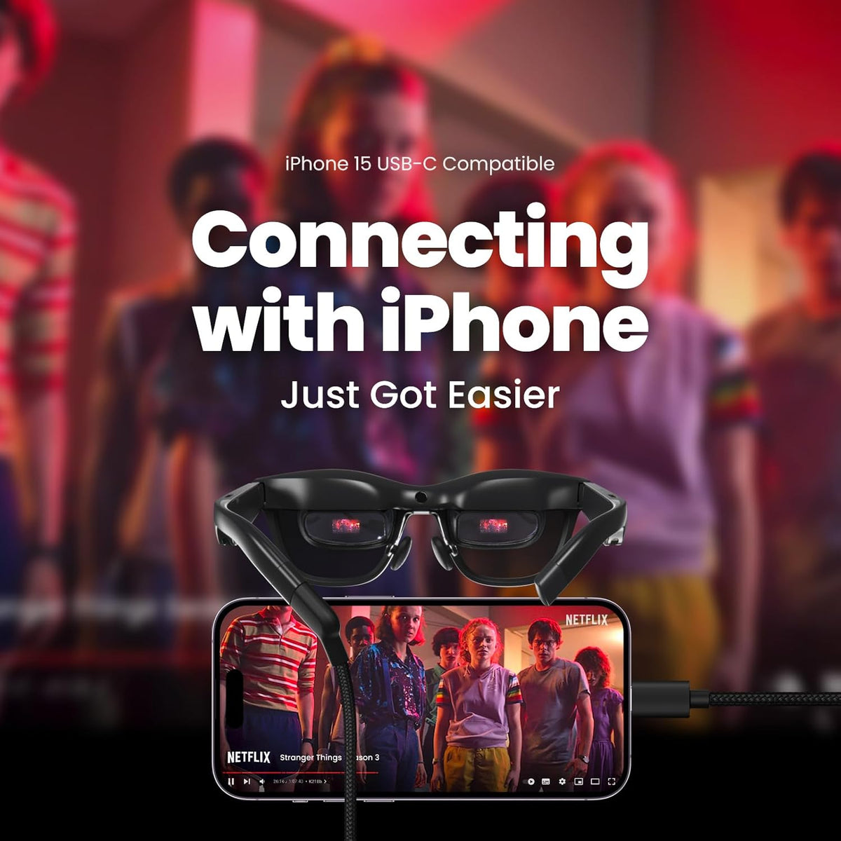 AR Glasses with 130" Wearable Display, 72g 120Hz 1080P W6888