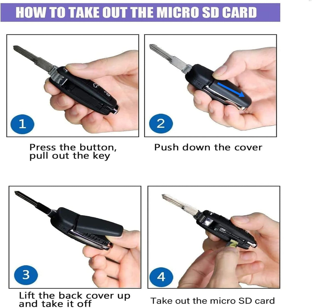 32g Car Key Spy Camera with IR Night Vision Motion Detection HD 1080P Pack of 2 Q774102