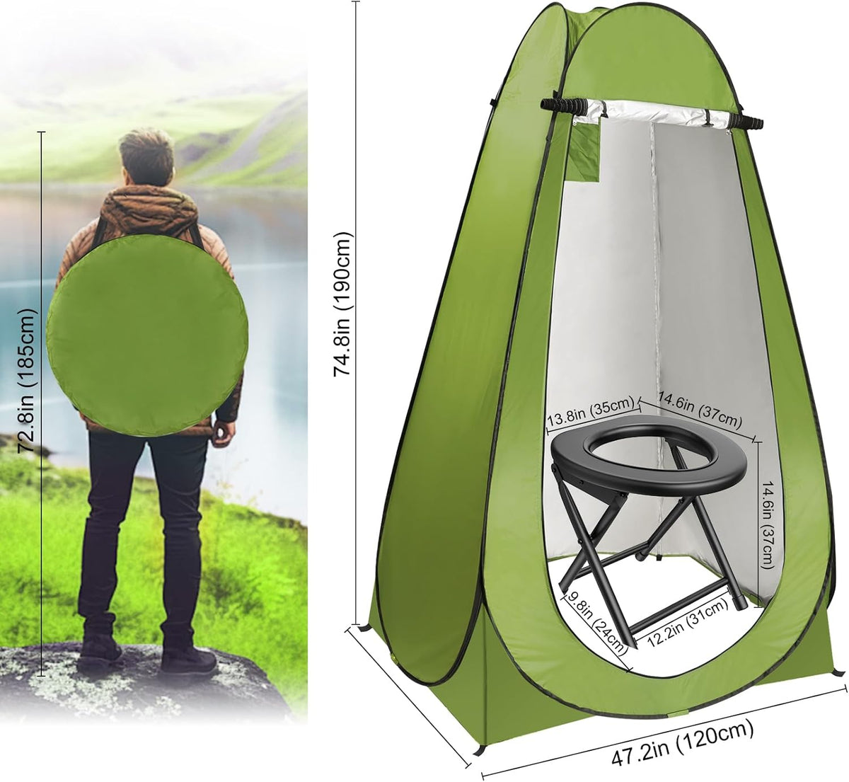 Portable Camping Toilet with Pop up Privacy Tent P31156