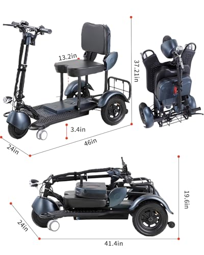 Black 3 Wheel Lightweight Folding Mobility Scooter A531