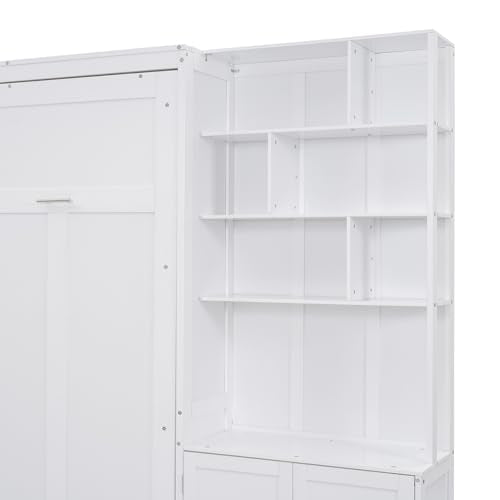 White Solid Wood Queen Size Murphy Bed with Desk C1980