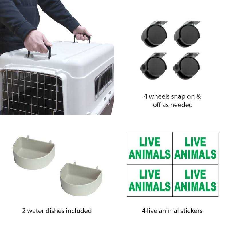 Plastic Kennels Rolling Plastic Wire Door Travel Dog Crate Y971443