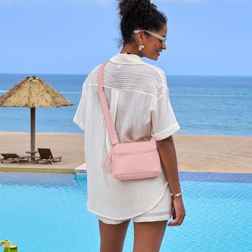 White Brown Vegan Leather Fanny Pack Crossbody Bag Y558528