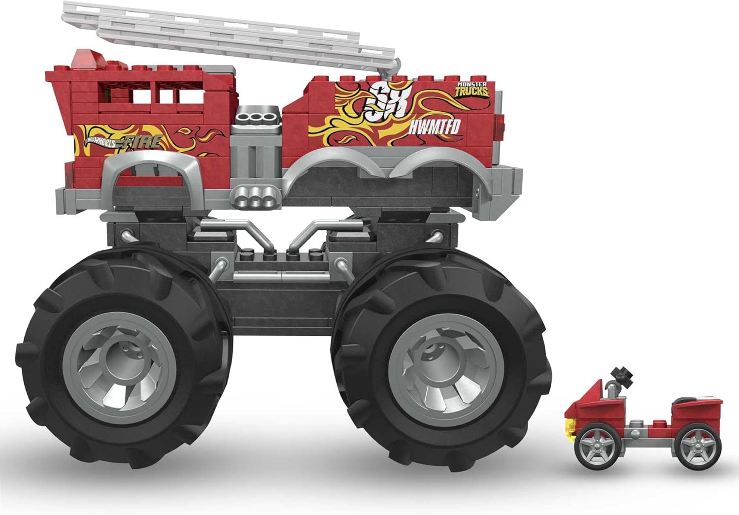 Red Monster Truck Building Toy Playset with 284 Pieces and Giant Wheels Q997831